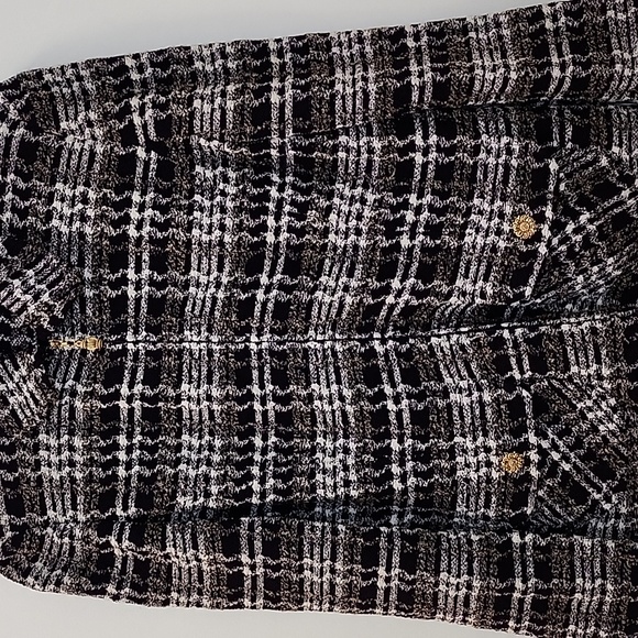 St. John Collection Tweed Iconic  plaid print Jacket Purple White Sz 10 - Picture 7 of 16